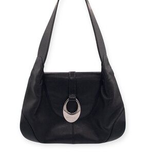 Vintage Bvlgari Catherine Black Pebbled Leather Shoulder Bag